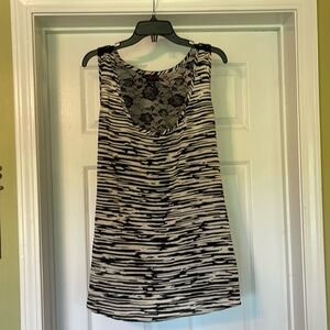Torrid - zebra print tank tunic with black lace roses on back - size 3